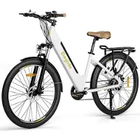 Eleglide Elcykel - Eleglide - T1 Step-Thru - 27,5 tum - 36 V 13 Ah - Räckvidd 100 km vit