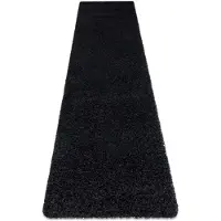 Rugsx Matta, Löpare SOFFI shaggy 5cm svart - för kök, korridor och hall 70x250 cm