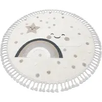 Rugsx Matta YOYO EY78 circle vit / beige - Moln, Regnbåge, prickar för barn, strukturella, sensoriska fransar cirkel 120 cm