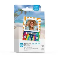 HP Sprocket 3.5 x 4.25" Zink Klisterpapper (100 Pack) Kompatibel med Sprocket 3x4