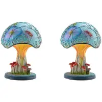 Semoic 2X Kreativt Målat Glas Svamp Bordslampa Vintage Animal Plant Series Formad Harts Sovrum Decora Household,C