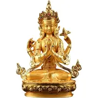 Jojomino Legerad Metall Förgylld Buddhistisk Leverantör Avalokitesvara Bodhisattva Fyrarmad Guanyin Tibetansk Figur Buddhastaty
