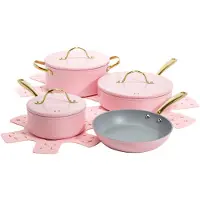 Paris Hilton ikoniska nonstick krukor och kokkrlsstt flerskikts nonstick-belggning matchande lock med guldhandtag gjorda utan PFOA-diskmaskin