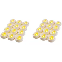 Typecat 24-Pack 2-Tums LED-Flytande Ljus 200 Timmar Vattenaktiverat Flamlöst Flytande Ljus för Pooldekoration, Bröllop