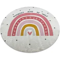 Rugsx BAMBINO 47810 cirkel tvättmatta Regnbåge, prickar för barn halkskydd - vit / rosa cirkel 80 cm