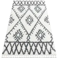 Rugsx Matta UNION 3481 sicksack grädde / grå Fringe Berber marockansk shaggy 120x170 cm