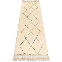 Rugsx BERBER matta MR2091 Beni Mrirt handvävd från Marocko, Romber - beige / svart 100x255 cm
