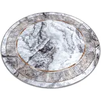Rugsx MIRO 51199.805 circle tvättmatta Marble, greek metrisk halkskydd - grå / guld cirkel 200 cm