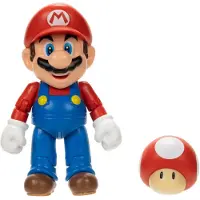 Super Mario Nintendo 4-tums Mario Poseable Figure med Power Up Mushroom-tillbehr. lder 3+ (officiellt licensierad)