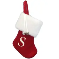 Kurt S. Adler Kurt Adler 7" Röd/Vit Monogram S" Mini Strumpa