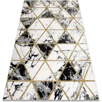 Rugsx Exklusiv EMERALD Matta 1020 glamour, snygg marble, trianglar svart / guld 120x170 cm