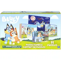 Bluey 11 pusselpaket med 8- och 24-bitars fuzzy och stansade pussel i tr fr frskolebarn och barn