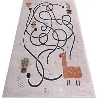 Rugsx Matta FUN Game för barn, vilt, lamadjur beige 280x370 cm