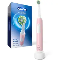 Oral-B Pro 1000 uppladdningsbar elektrisk tandborste rosa - 3D-rengöring, 16 CrossAction-borstrån, trycksensor, 2-minuters timer, 3 lägen