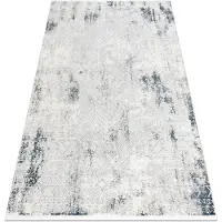 Rugsx Modern matta DUKE 51558 kräm / blå - Geometrisk vintage, strukturerad, mycket mjuk, fransar 160x220 cm