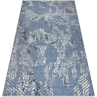 Rugsx Matta Structural SOLE D3841 hexagoner - Flat woven blå / beige 180x270 cm