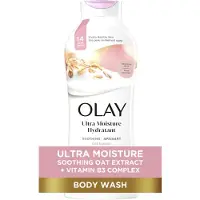 Olay Ultra Moisture Soothing Body Wash fr knslig hud med havreextrakt 24 timmar lngvarig hydrering Vitamin B3 Complex Designad fr alla hudtyp