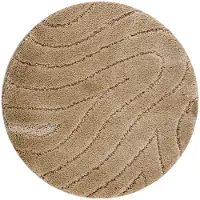 Rugsx Badrumsmatta SUPREME cirkel WAVES, Vågor, halkfri, mjuk - beige cirkel 67 cm