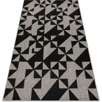 Rugsx MATTA SIZAL FLOORLUX 20489 silver / svart TRIANGLER 140x200 cm