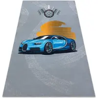 Rugsx BAMBINO 41730 tvättmatta Bil, tävling för barn halkskydd - grå / blå 80x150 cm