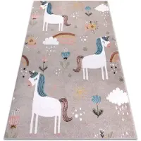 Rugsx Matta FUN Sweety för barn, enhörning, regnbåge beige 280x370 cm