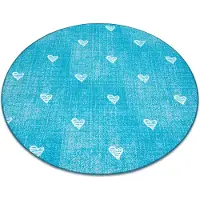 Rugsx Matta för barn HEARTS cirkel Jeans, vintage hjärtan - turkos cirkel 170 cm