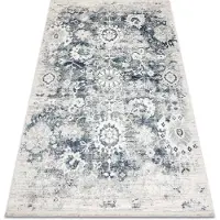 Rugsx DISTIN 0822A marinblå / blå / vit modern matta - Rosett, vintage, fransar 160x230 cm