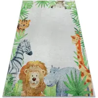 Rugsx BAMBINO 54090 tvättmatta Djur, Afrika för barn halkskydd - vit / grön 160x220 cm