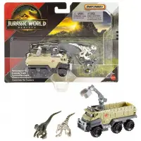 Hot Wheels Jurassic World Rebirth Dinosaur Collection fordon och figur (Velociraptor Blue och Atrociraptor Capture Truck)