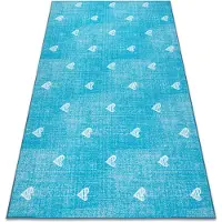 Rugsx Matta för barn HEARTS Jeans, vintage hjärtan - turkos 400x600 cm