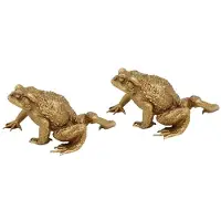 Jojomino 2St Feng Shui Koppar Fickpengar Groda Fortune MäSsing Padda Figurin Kinesiskt Mynt Metall Hantverk Heminredning GåVa