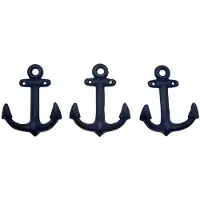 Wow Wowser Nautical Cast Iron Ship Anchor Wall Hooks 6 tum uppsttning av 3 (bl)