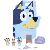 Bluey Blueys Deluxe Play & Go Playset med 2,5-3 tum siffror