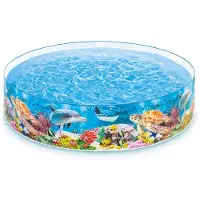 Intex Deep Sea Blue 8 fot x 18 tum SnapSet Omedelbar rund plast Ovan mark simning barnpool fr ldrarna 3 r och uppt Bl