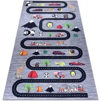 Rugsx BAMBINO 2092 tvättmatta Gator, bilar för barn halkskydd - antracit 140x190 cm