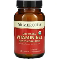 Dr. Mercola , Tuggbar Vitamin B12 Metylkobalamin, Naturlig Körsbärssmak, 30 Tabletter