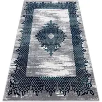 Rugsx Matta CORE W9797 Ram, Rosett - struktur, två nivåer av hudna, blått / grått 120x170 cm