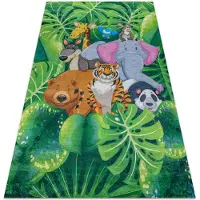 Rugsx BAMBINO 2651 tvättmatta Djur, Djungel för barn halkskydd - grön / brun 80x150 cm