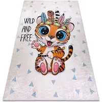 Rugsx BAMBINO 1960 tvättmatta Tiger indisk, för barn halkskydd - vit 160x220 cm