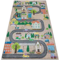 Rugsx BAMBINO 34600 tvättmatta Stad, gator för barn halkskydd - beige / grå 160x220 cm
