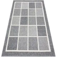 Rugsx Matta SPRING 20426332 kvadrater ram sisal, ögla - grå 80x150 cm