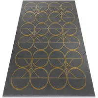 Rugsx Exklusiv EMERALD Matta 1010 glamour, snygg cirklar grå / guld 140x190 cm