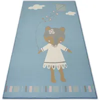 Rugsx Matta för barn LOKO Mouse blå anti-slip 120x170 cm
