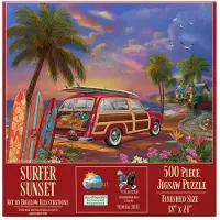 Sunsout Inc - Surfer Sunset - 500 PC Jigsaw Puzzle av Artist: Bigelow Illustrationer - MPN # 31413