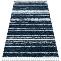 Rugsx Matta UNION 4080 bälten blå / grädde Fringe Berber marockansk shaggy 160x220 cm