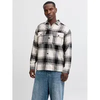 Jack & Jones Skjorta 'JJECharge' beige / kräm / gråmelerad / svart