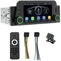 Melitt Single Din Bilstereo med TråDlöS CarPlay/Android Auto, PekskäRmsradio, , SäKerhetskopieringskamera, Mirror-Link