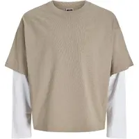Jack & Jones T-shirt 'JCOBIARRITZ' ljusbrun / vit