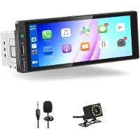 Melitt Single Din Touchscreen Bilstereo Trådlös CarPlay Android Auto 6,86 Tum Mirror Link Bil MP5-Spelare FM-Radio