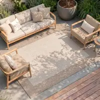 FRAAI Utomhusmatta | Sierra Border gräddvit/beige hos Volero | 120x170 cm | Polypropen | Med kant | Rektangulär | Plattvävd